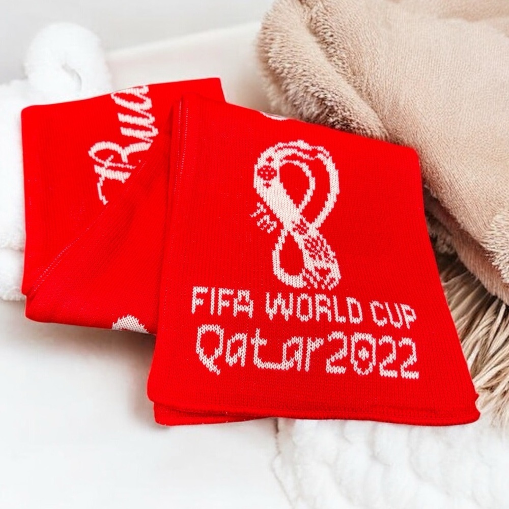 FIFA Scarf World Cup 2022 Qatar Budweiser Red Knit Official Merch Soccer